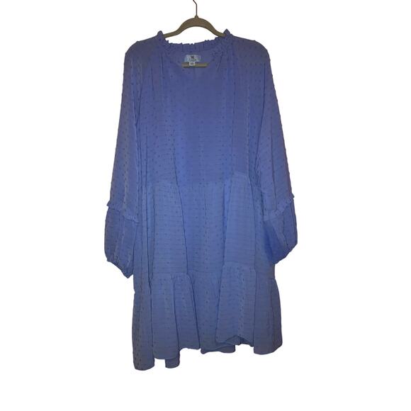 Cece light blue swiss dot tiered dress size 2X - Picture 1 of 6